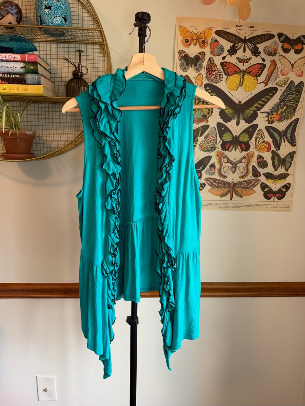 Teal Ruffled Open-Front Vest - Picture 8 of 8